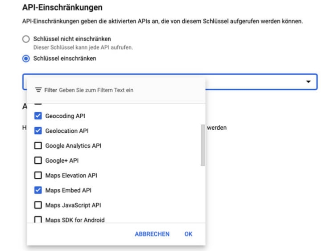So schränken Sie den API-Key ein