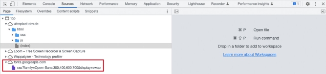 Google Fonts im Quellcode
